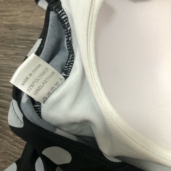 Polka Dot Ruched One-Piece Swimsuit - Black & White - Size XL - Picture 5 of 5